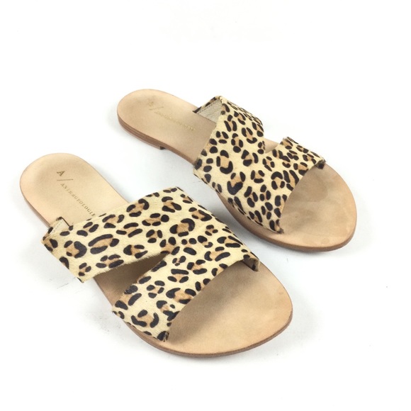 ANTHROPOLOGIE Leopard Print Slide Sandals Sz 9 - Picture 1 of 10